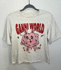 GANNI Melange Light Jersey Bunny T-Shirt Size M