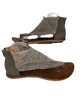 CYDWOQ Dion Woven Leather Sweater Sandals EU 41 US 9.5 Gray Artsy Made In USA