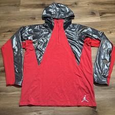 Nike Air JORDAN Training Fitted shield XL Red Gray Hoodie Dry Fit