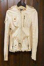 SHARE SPIRIT Military Leather Suede Jacket Off-White Size 36 Made in Indonesia