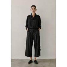 Isabel Benenato Cropped Wide Leg Cupro Pants Black