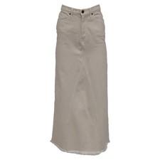 Khaite Raw-Edge Trim Midi Length Skirt In White Denim Women Ecru Xs