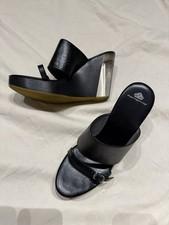 Fornarina Women’s Italian Leather Wedge 2 Strap Sandal W/ Partial Lucite Heel ￼
