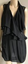 Antonio Berardi Sleeveless Sheer  black tunic silk Couture ruffled top sz 6