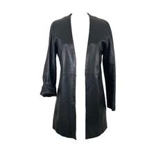 koji kuga japanese brand black open leather coat