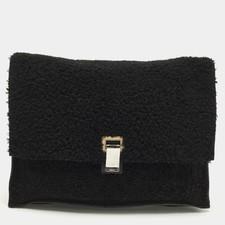 Proenza Schouler Lunch Black Faux Shearling Clutch