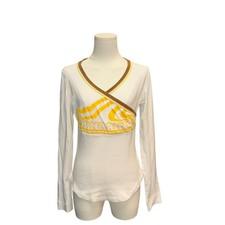 ⁠Vintage Fornarina Y2K Graphic Long Sleeve Crossover V-Neck Baby Tee  Italy L⁠