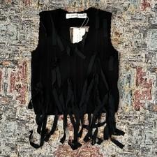 A Tentative Atelier Batia Multi Ribbon Sleeveless Sweater Top vest Black size 42