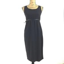 Martino Midali Dress XS Classic Black Sheath Empire Drawstring Midi Italy