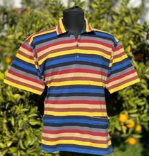 Rare 1985 C.P. Company Massimo Osti Men Striped Cotton Polo Shirt Size L Pockets