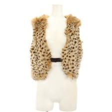 Cald Nohue KARL DONOGHUE Fox Fur Vest Leopard Print XS Brown KH Used ec2de68e70e