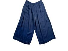 Khaite Navy Pleated Wide Leg Trousers Size 8