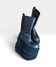 Koji Kuga Black Stacked Round Toe Platforms