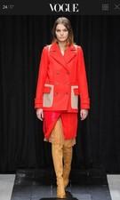Veronique Branquinho Womens Orange Virgin Wool Runway Coat Size 40 $3,000