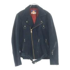 Black Means Cow Leather Suede Double Riders Jacket Size 4 Used Japan Import