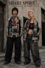 Share Spirit Sz 38 Silk Graphic Jacket Ouija Occult Avant Garde Archive