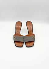Chanel Gray Canvas Mules w/ CC Button Logo Vintage Y2K Size EU 35