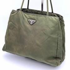 PRADA Prada tote bag nylon triangle logo khaki A4 storage capacity lightweight