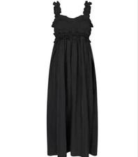 Cecilie Bahnsen Giovanna Ruffle Dress Black Long Silk M Women's Fashion