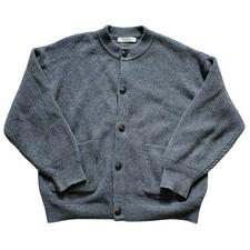 Frizmworks Heavy Wool Round Cardigan Sweater Mens Size Large Gray Button Up