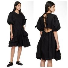 Cecilie Bahnsen Danita Midi Dress Black Organic Cotton S Romantic Ruffle