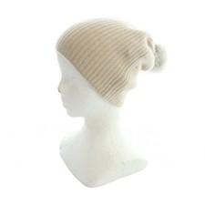 KARL DONOGHUE Knit Hat Beanie Hat Logo Cashmere Pom Pom Beige GY19 /MQ Ladies
