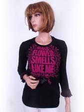 Goth Tunic Top Black Pink Slogan Fine Knit Long Sleeve Bow Whimsigoth S