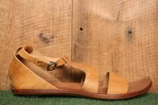 CYDWOQ Mandarine Tan Leather T-Strap Sandals EUR 41 | US 11