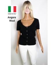 Fornarina Y2K Angora Blend Black Knit Short Sleeve Sweater Size M 2000s