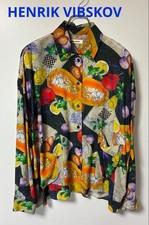 HENRIK VIBSKOV All Over Print Silk Shirt Size S Long Sleeve Fruit Geometric