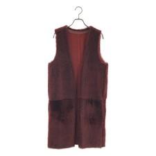 KARL DONOGHUE | Mouton Leather Sleeveless Gilet Long Coat XS Used KLDR-0