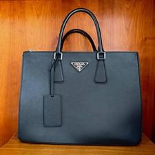 Prada Galleria Men's Shopping Tote Saffiano Black 2VG061 Authentic
