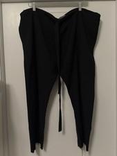 Elena Dawson Black Small Wool Drawstring Pocket White Lined Pants