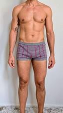 Lieve Van Gorp Belgium Men's Knit Cotton Check Shorts Gray/Pink Size 32