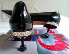 Alessandro Dell'Acqua NAPOLI Black Patent Leather Crystal-Embellished Pumps EU36