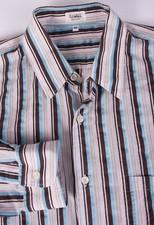 Giuliano Fujiwara Shirt White Blue Stripe Made in Italy Size L /52 *g0818178