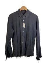 ELENA DAWSON Long Sleeve Shirt Linen GRY Plain 967548 Used
