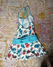 Vtg Fornarina Hula Floral midi dress Crisscross Back Size S