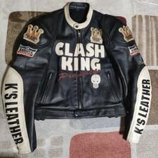 KADOYA Crash King Full Deco Leather Motorcycle Jacket Size M