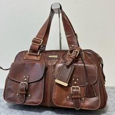 Alessandro Dell'Acqua Leather Boston Bag Brown Double Pocket Japan 086821