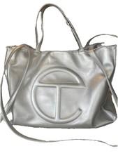Telfar MEDIUM Shopping Bag SILVER RN#129153 Tote Bushwick  Burkin Vegan Leather