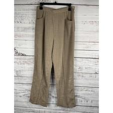 Martino Midali Pants Women's Size M Beige Metallic Gold Textured Italy Wide Leg
