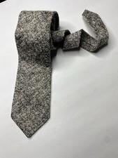 Rare Claude Montana Black White Silk Melange Raw Tweed Knit Tie Textured Slubby