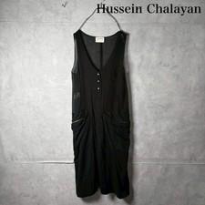 VTG Hussein Chalayan Sheer Cotton Sleeveless Dress Black IT 38 Made in Italy