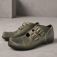 CYDWOQ Lodge Shoes Womens Size EU 39 US 9 Green Leather Handmade MiUSA Boho
