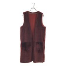 KARL DONOGHUE | Mouton Leather Sleeveless Gilet Long Coat XS Used KLDR-0