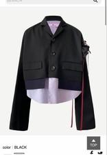 Nori Enomoto x ANREALAGE Black Tailored Jacket M/S/S Layered Wave Design