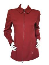 VINTAGE CLAUDE MONTANA CORAL RED VIRGIN WOOL ZIP UP JACKET SIZE: M