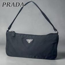 PRADA Nylon Black Triangle Logo Hobo Bag Mini Shoulder Authentic Women's