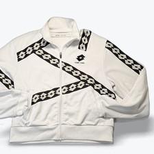 Damir Doma X Lotto Track Jacket Womens Large White Black Geometric Tape Full Zip